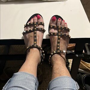 Studded Black Sandals